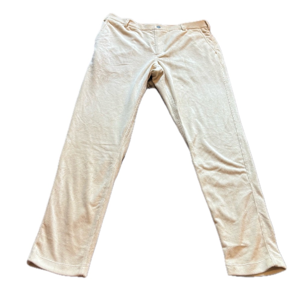 Redvanly Mens Collins Corduroy Golf Pants Cream Off White Stretch XLx32